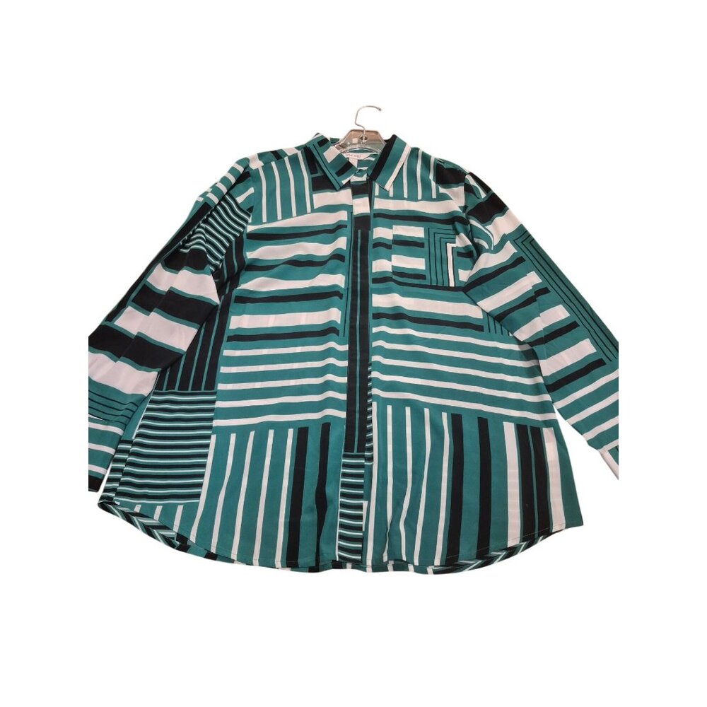 Nine West Geometric Button-Up Long Sleeve  XL